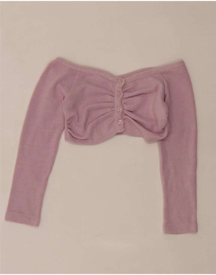 Top corto da donna Zara con spalle scoperte UK 8 piccolo poliestere rosa
