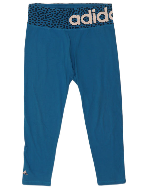 Leggings Adidas Climalite Graphic Crop da donna UK 12/14 Blu medio maculato