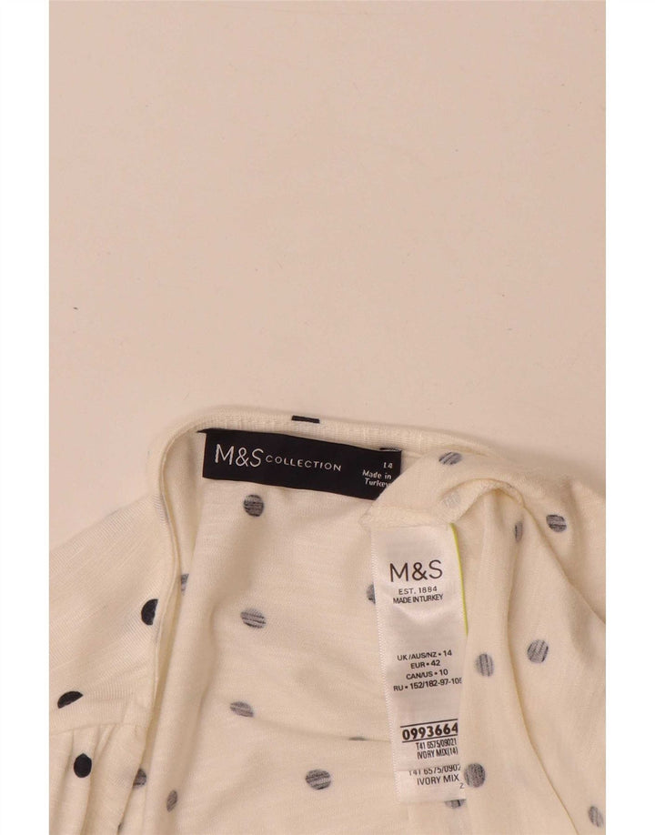 Marks & Spencer Top da donna a maniche lunghe UK 14 Large Off White Spotted