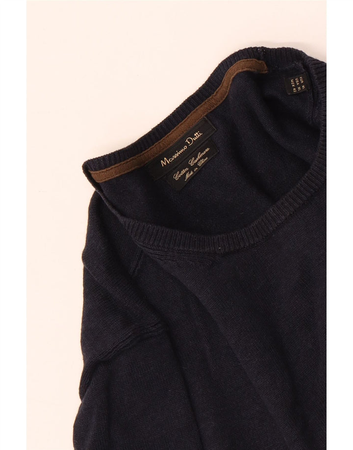 Maglione maglione girocollo da uomo Massimo Dutti XL in cotone blu navy