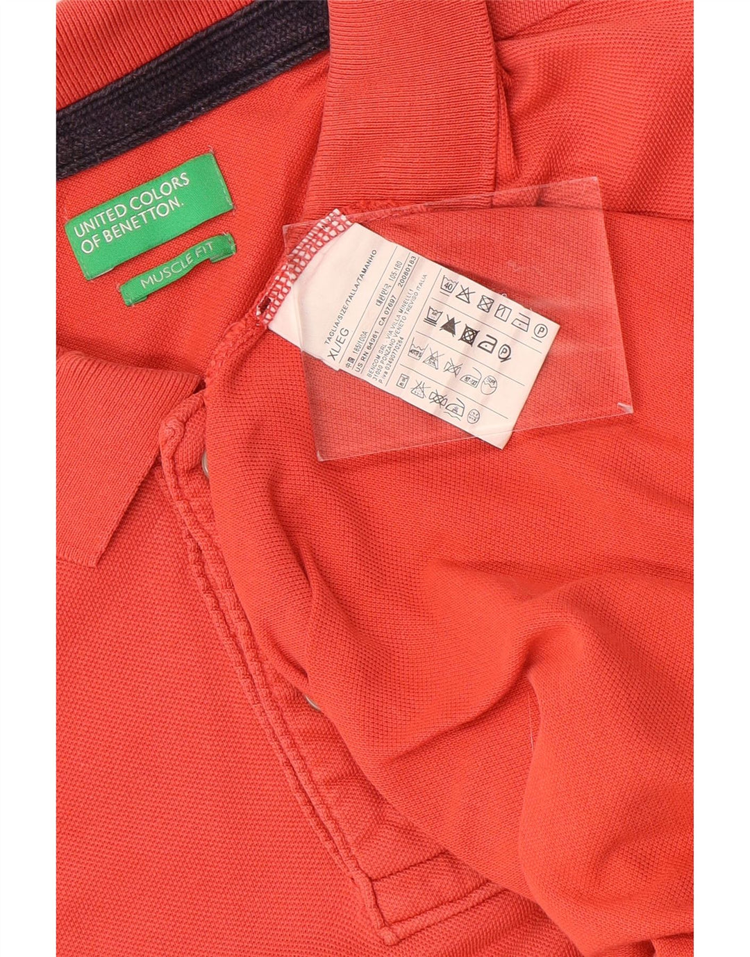 Polo Benetton da uomo Muscle Fit XL in cotone arancione