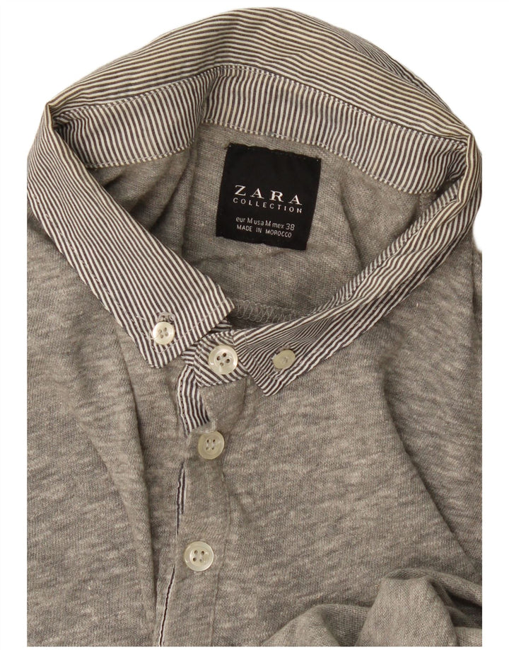 Polo Zara da uomo a maniche lunghe grigio medio screziato