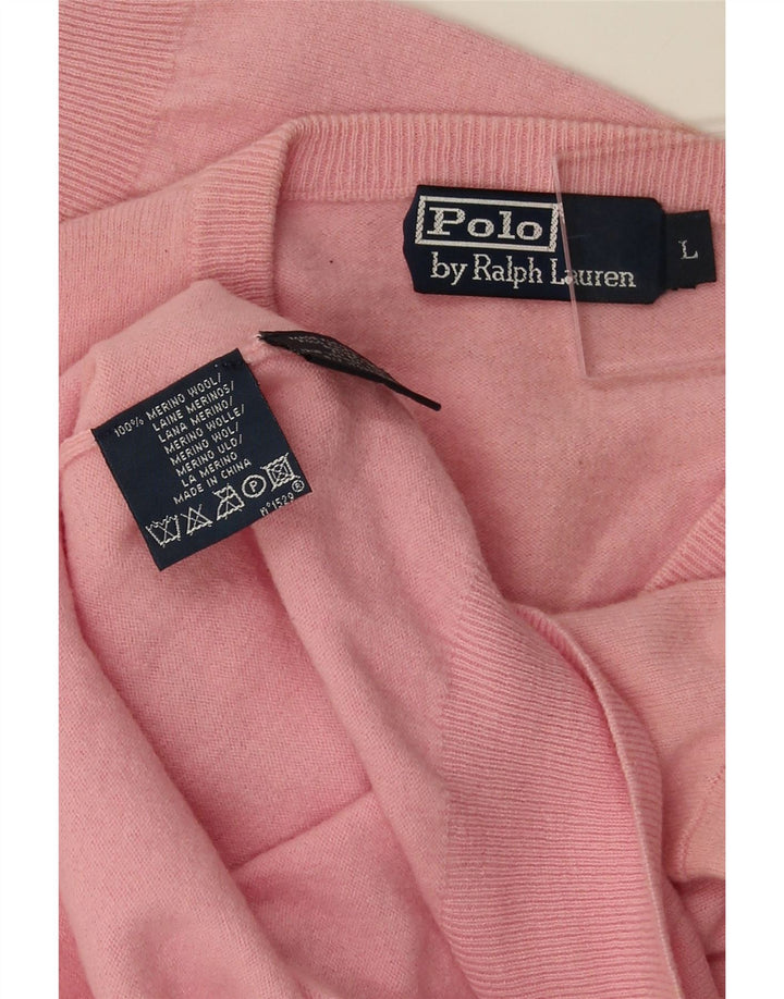 POLO RALPH LAUREN Maglione da donna con scollo a V UK 16 Large Rosa
