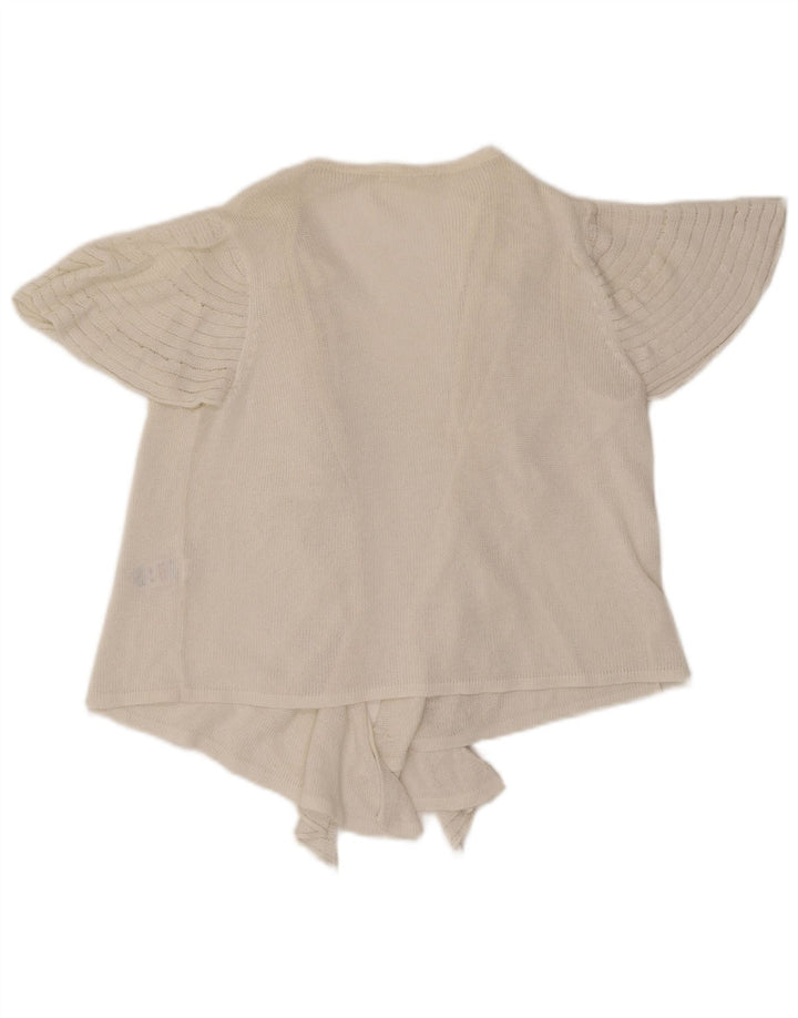 Marks & Spencer Top cardigan aperto sul davanti con volant da donna UK 16 grande bianco