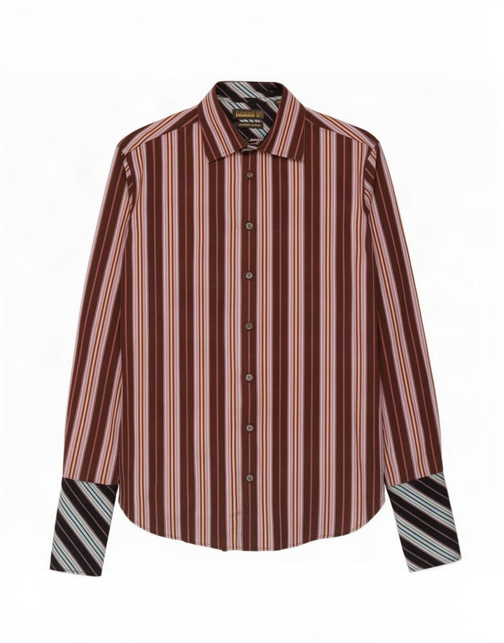 Camicia formale da uomo Ted Baker taglia 38 15 cotone a righe marrone medio