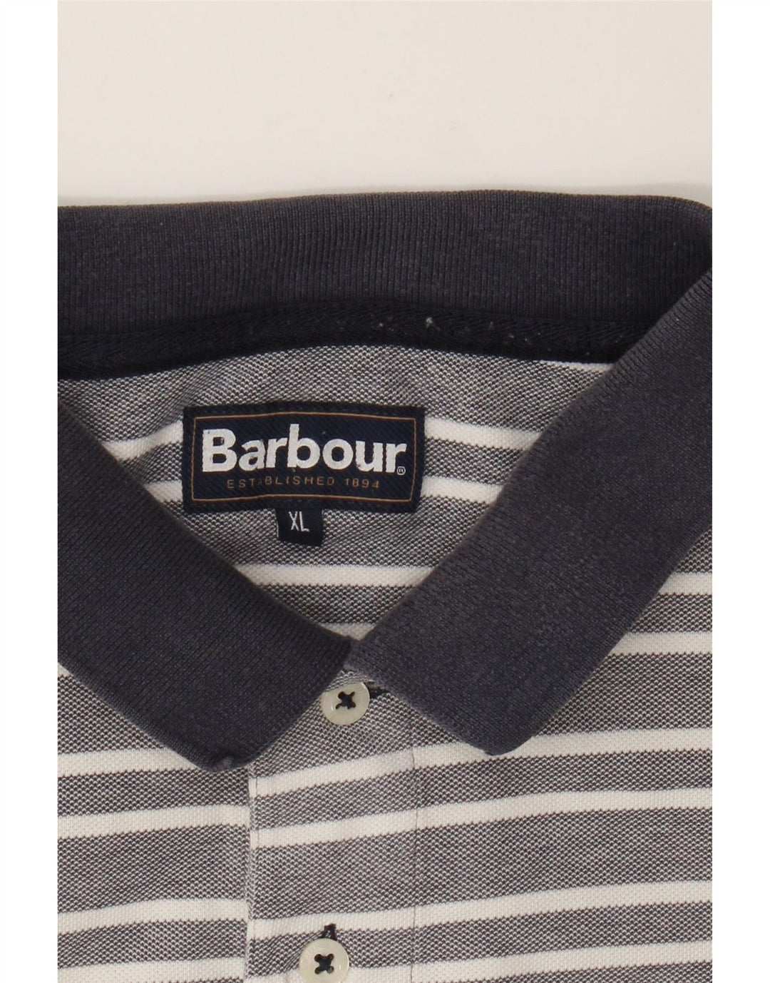 Polo da uomo Barbour XL in cotone a righe grigie