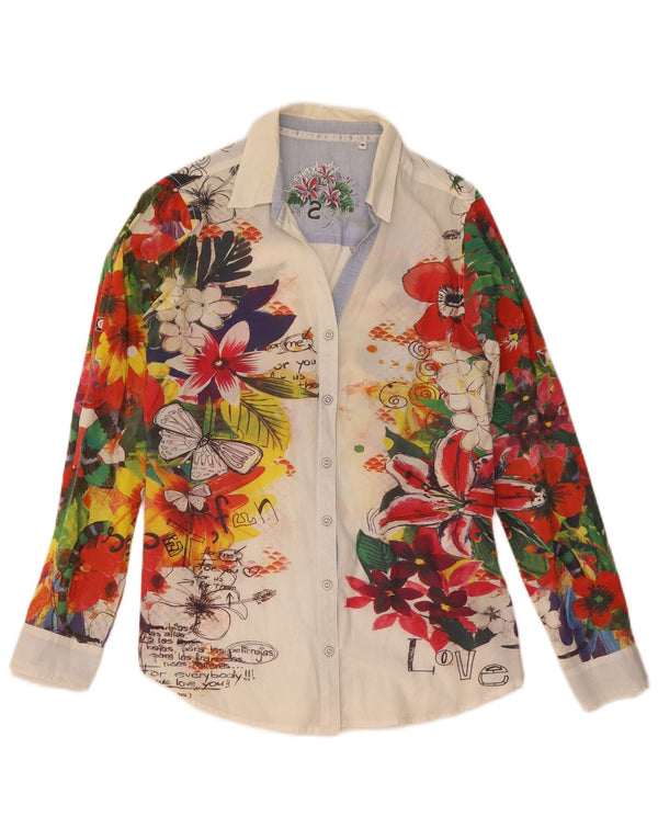 Desigual Camicia grafica da donna UK 14 Cotone floreale multicolore medio