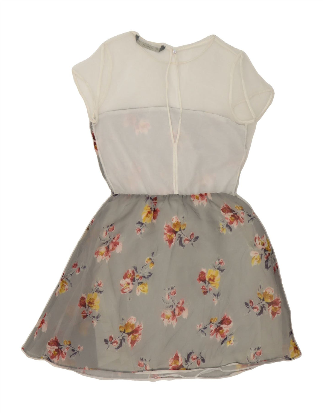 ZARA Womens A-Line Dress UK 6 XS Grey Floral Polyester Vintage Zara and Second-Hand Zara from Messina Hembry 