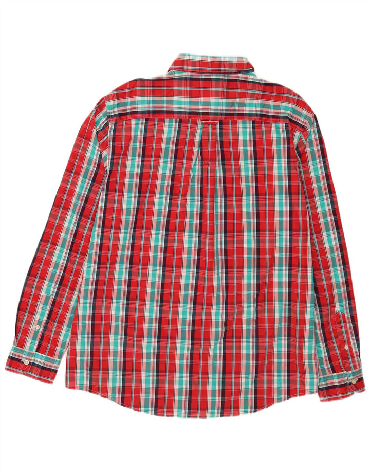 Camicia da uomo elasticizzata vestibilità regolare Chaps XL in cotone scozzese rosso