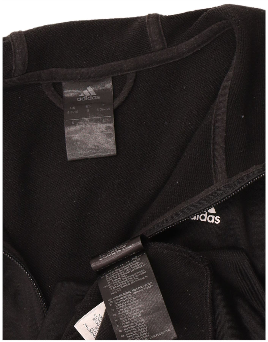 Maglione con cappuccio e zip da donna Adidas UK 8/10 piccolo poliestere nero