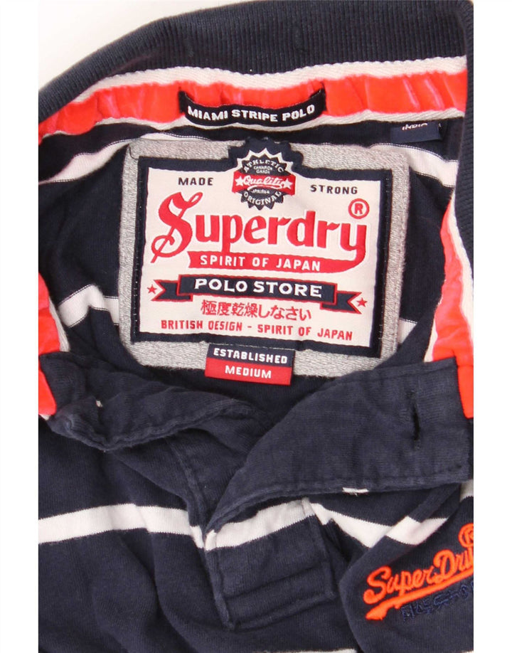 Polo da uomo Superdry in cotone a righe medie blu navy