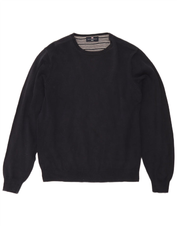 Maglione maglione girocollo da uomo Marks & Spencer blu Harbour blu navy medio