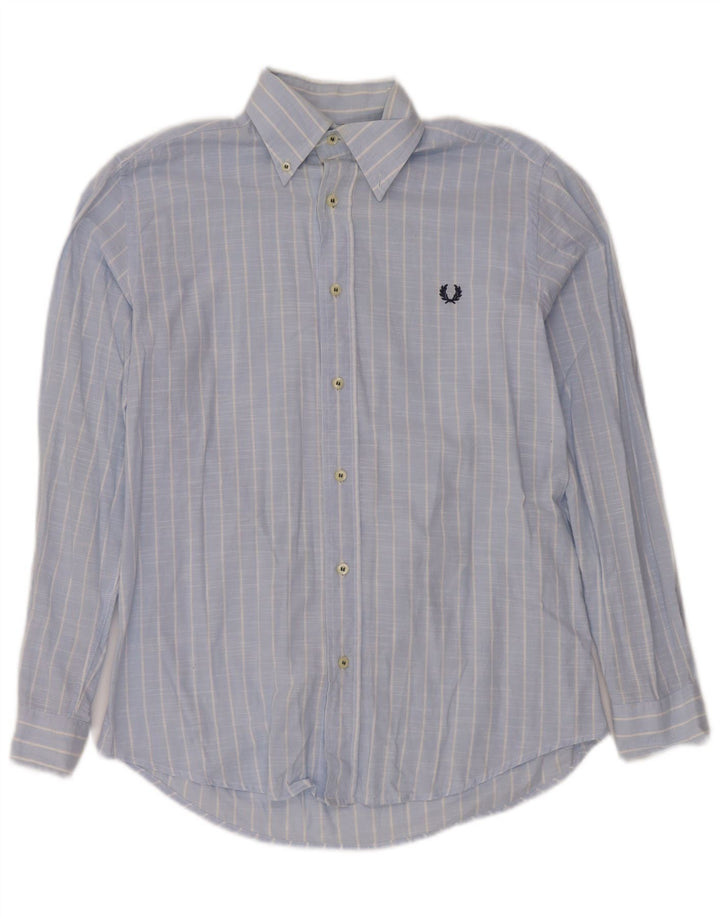 FRED PERRY Camicia Uomo Piccola in Cotone Rigato Blu