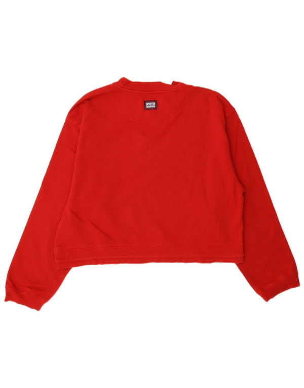Felpa corta da donna Ellesse, maglione UK 14, cotone rosso medio