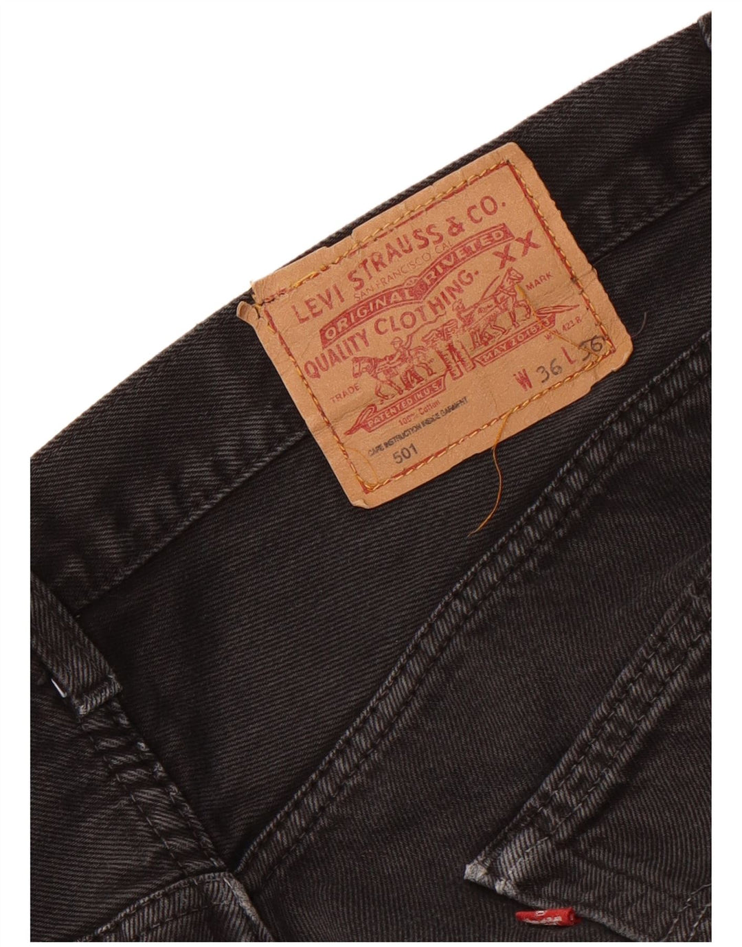 Levi's Uomo 501 Jeans dritti invecchiati W36 L26 Neri