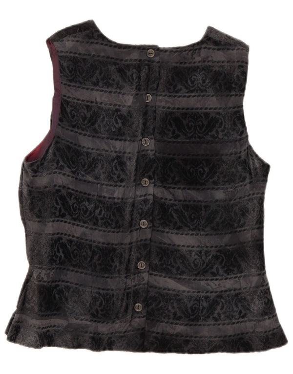 Camicetta senza maniche da donna Michel Ambers UK 16 Large Black Paisley
