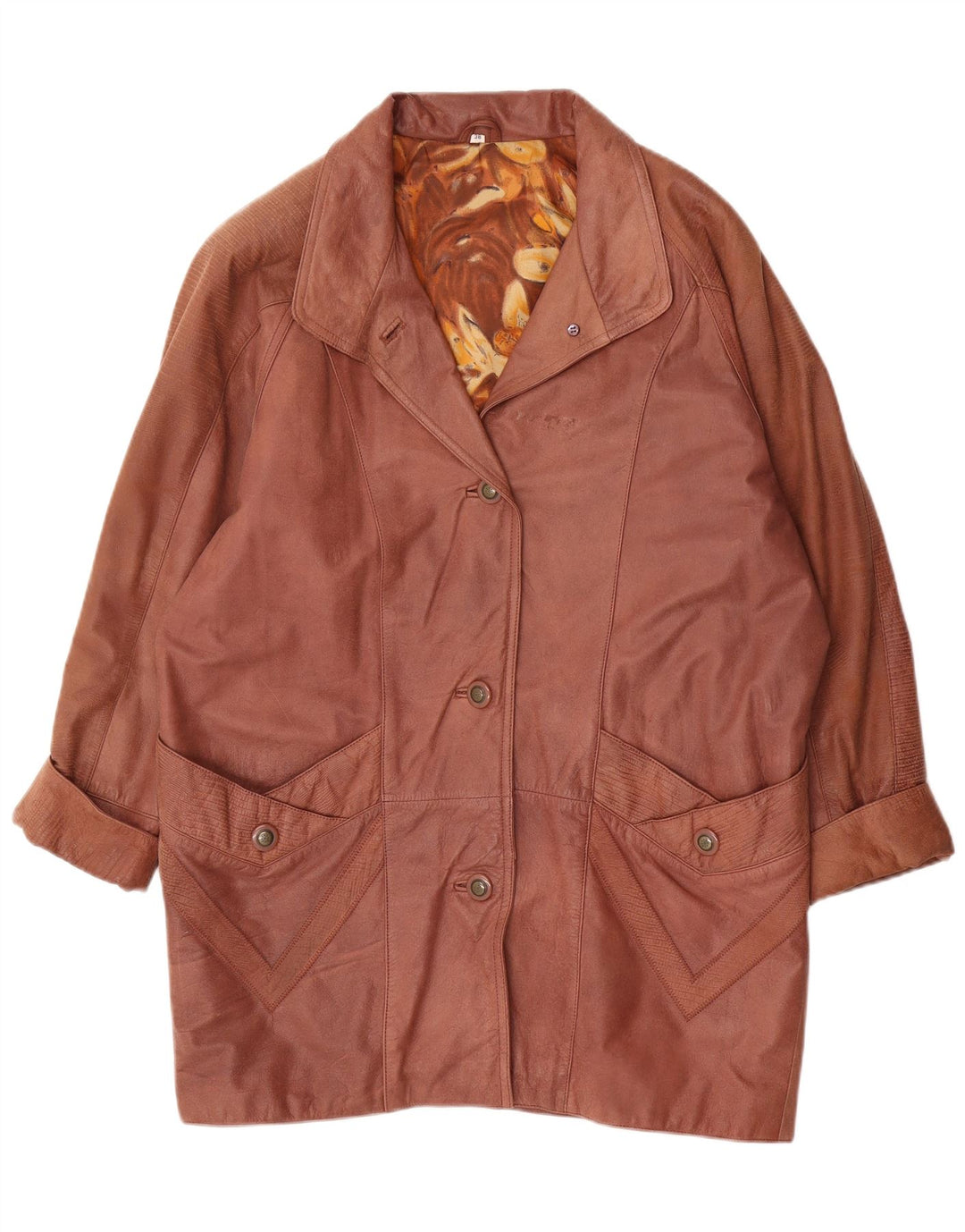 Cappotto in pelle oversize da donna vintage EU 38 in pelle marrone medio