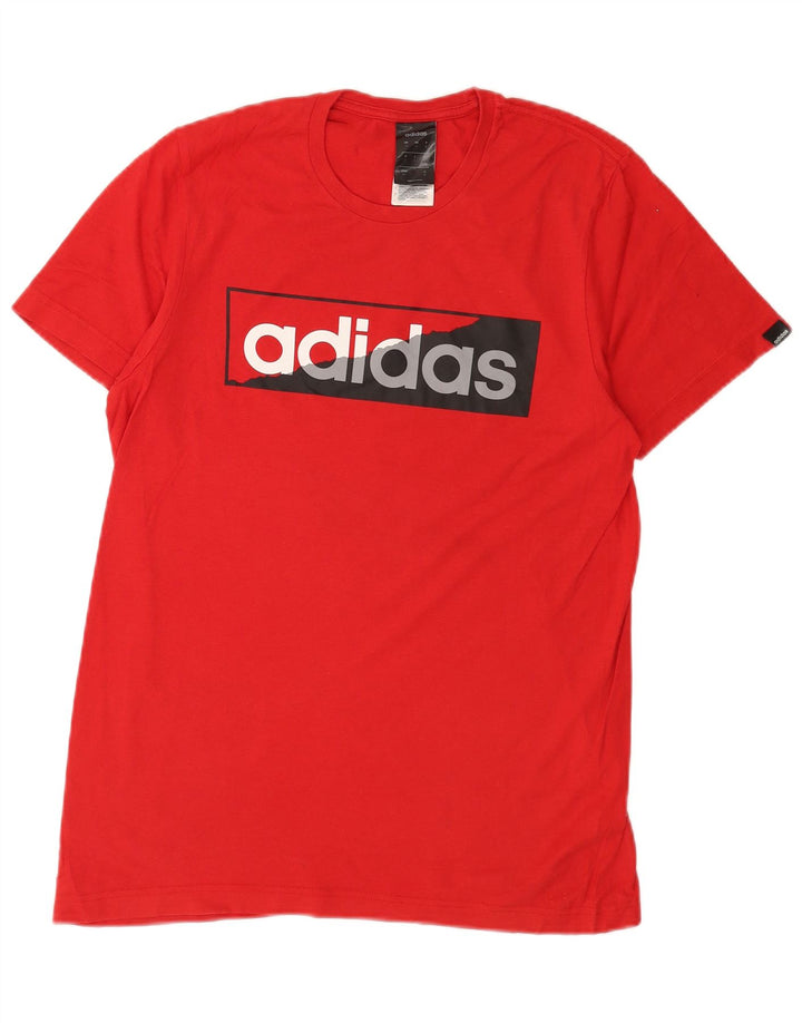 T-shirt grafica da uomo Adidas Top piccola in cotone rosso