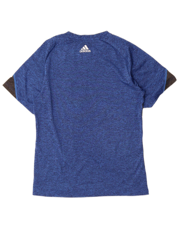 T-shirt grafica Adidas da uomo Climacool Top in poliestere color block blu medio