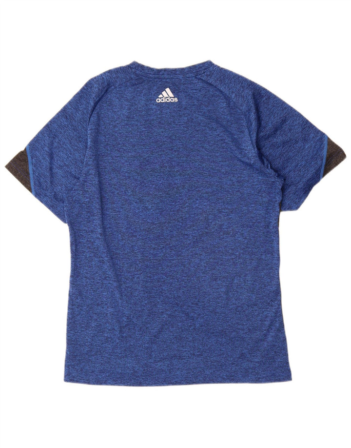 T-shirt grafica Adidas da uomo Climacool Top in poliestere color block blu medio