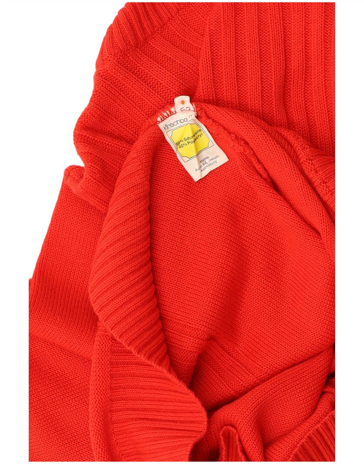 VINTAGE Womens Crew Neck Jumper Sweater UK 14 Medium Red Virgin Wool