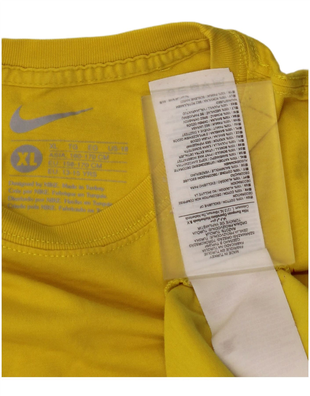 T-shirt grafica NIKE da bambino 13-14 anni XL in cotone giallo