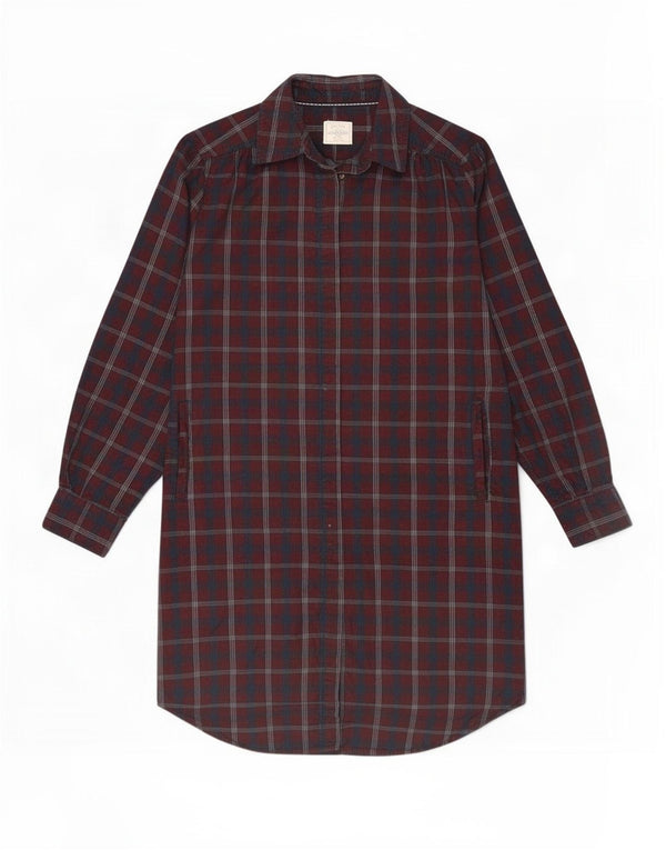 Abito camicia da donna Fat Face UK 12 Cotone a quadri bordeaux medio