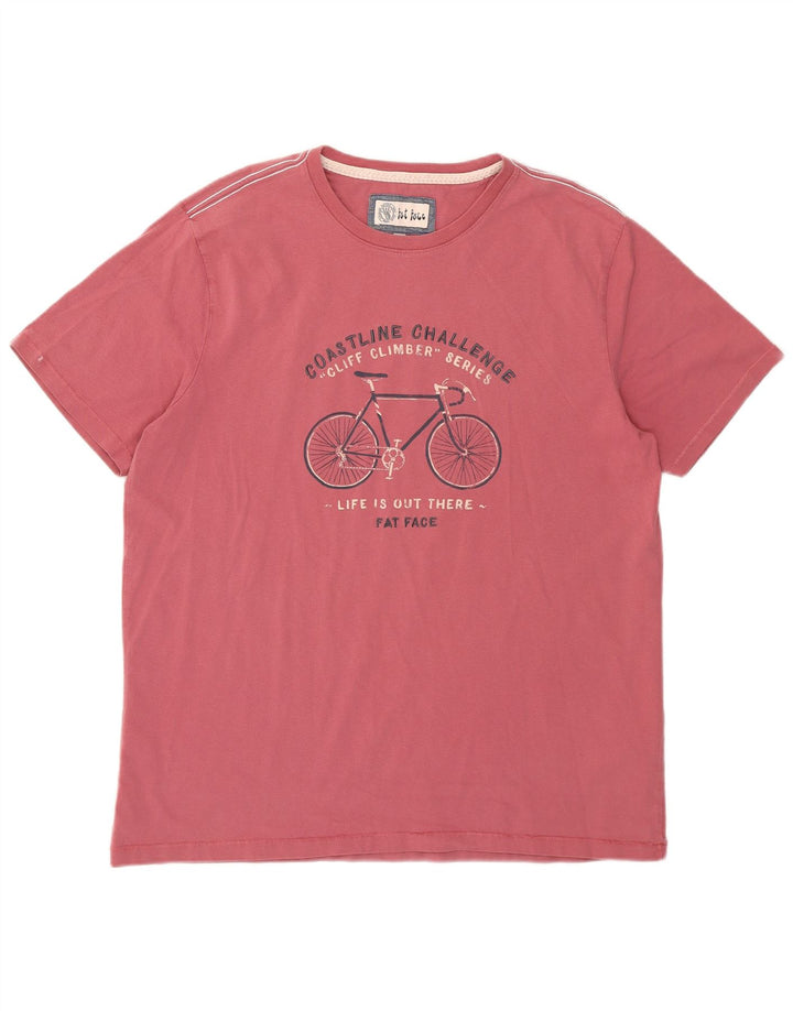 T-shirt grafica da uomo Fat Face Top grande in cotone rosso