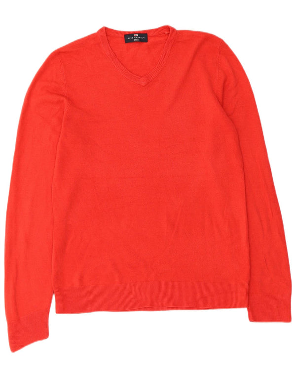 Maglione da uomo con scollo a V blu Harbour Marks & Spencer piccolo acrilico rosso