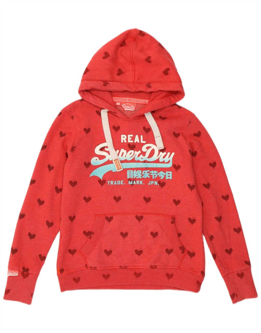 Felpa con cappuccio grafica da donna SUPERDRY UK 14 cuore rosso medio