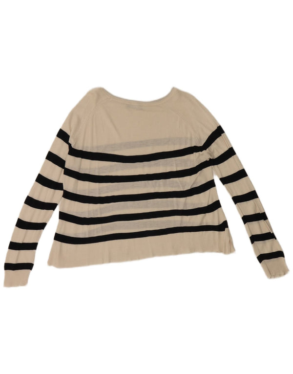 Maglione Zara da donna con scollo a barca UK 14 a righe bianche medie