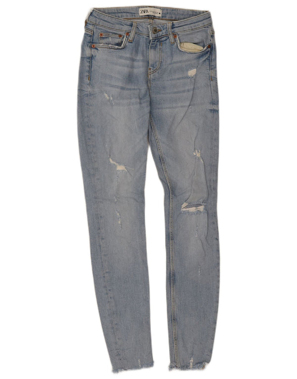 Jeans skinny effetto invecchiato da donna Zara EU 34 2XS W24 L27 cotone blu