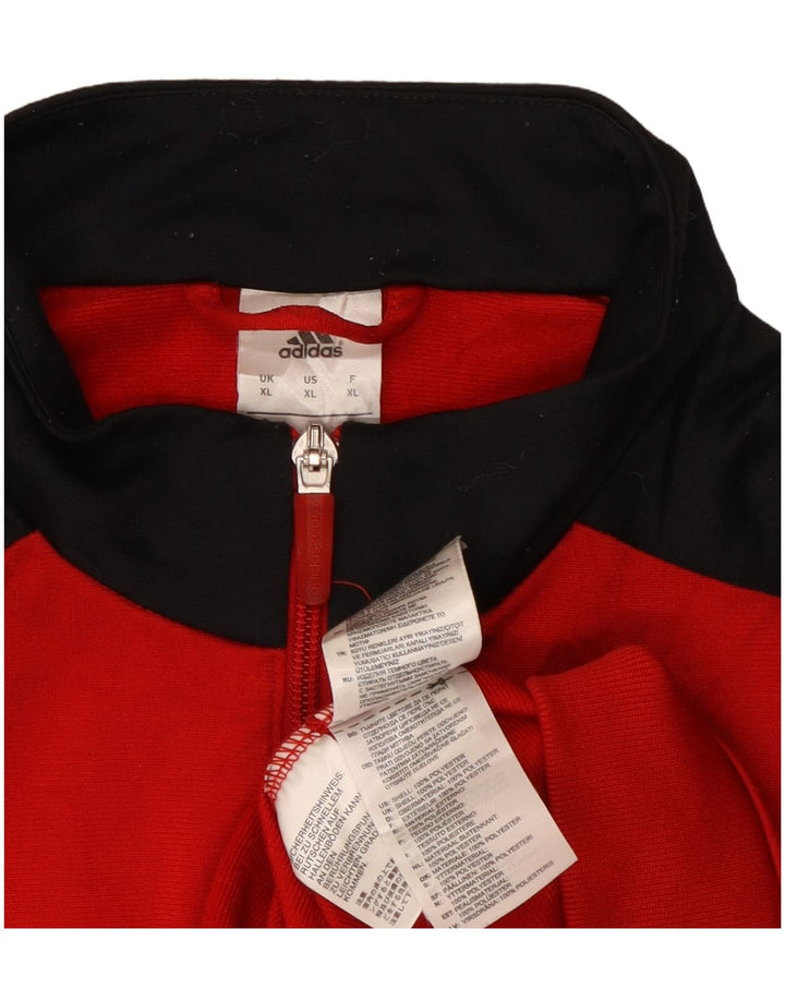 Giacca da tuta da uomo Adidas XL rossa in poliestere color block