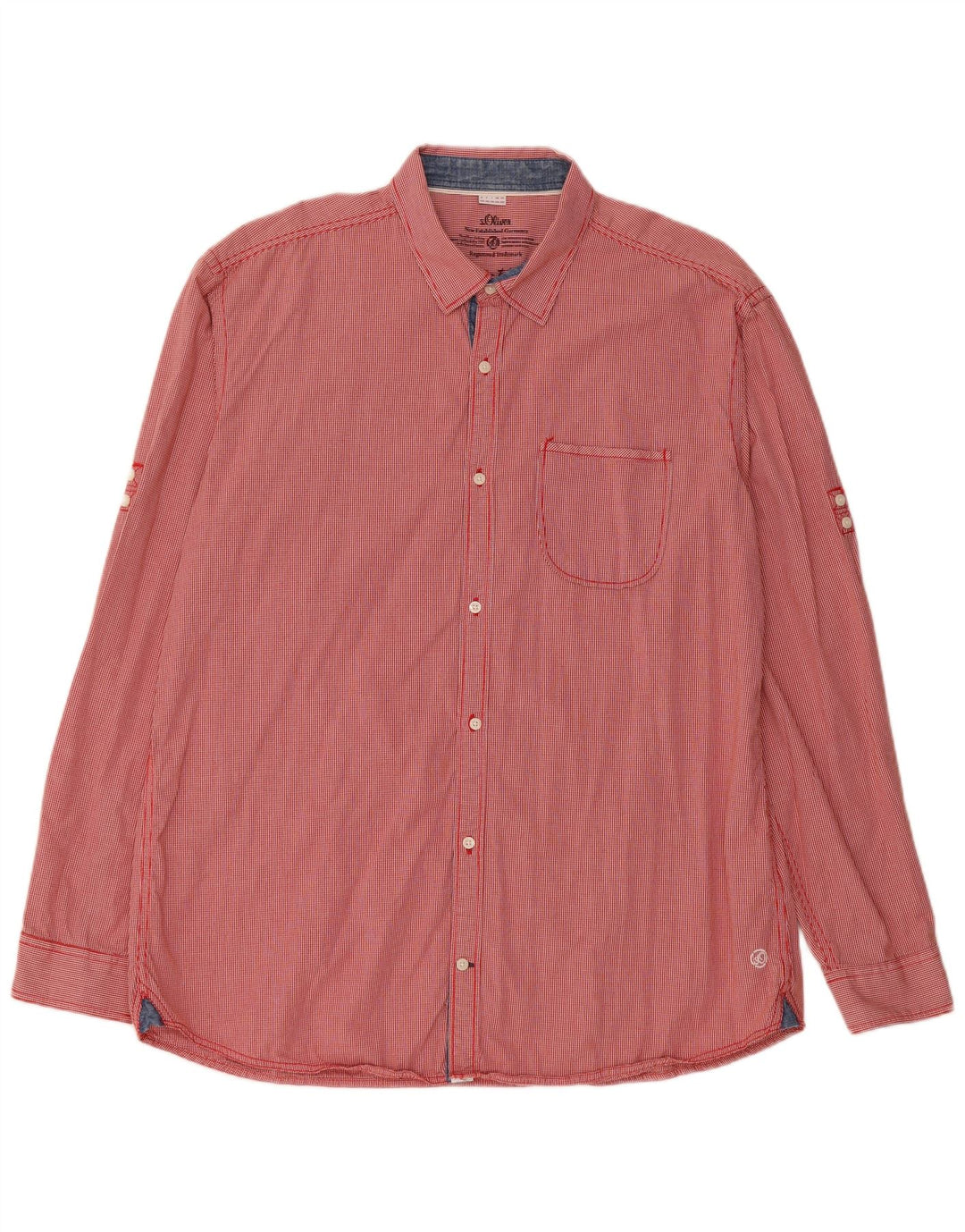 Camicia slim fit da uomo S.Oliver 2XL in cotone a quadretti rosso