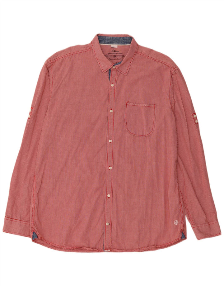 Camicia slim fit da uomo S.Oliver 2XL in cotone a quadretti rosso