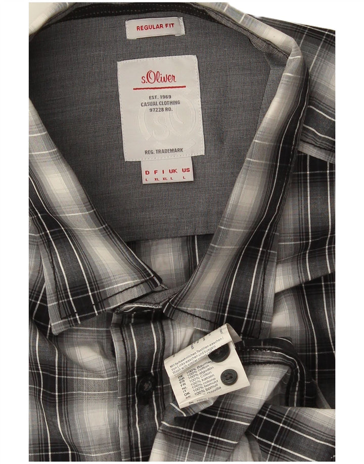 Camicia da uomo S.Oliver vestibilità regolare, cotone a quadri neri grandi