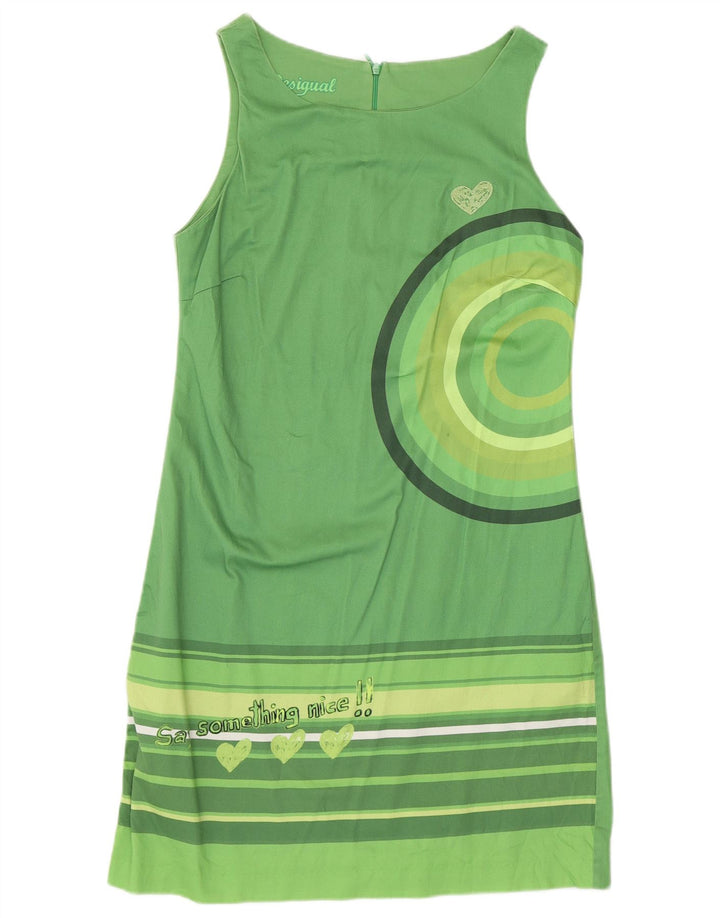 Desigual Abito basic senza maniche grafico da donna EU 40 Verde medio geometrico