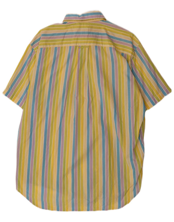 LACOSTE Camicia a maniche corte da uomo taglia 42 Grande cotone a righe multicolori