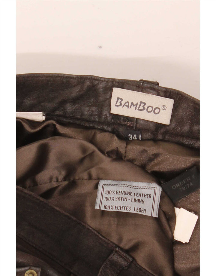 Pantaloni dritti in pelle vintage da uomo W34 L32 Marrone