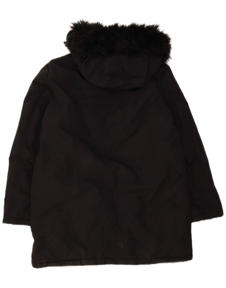 Parka oversize con cappuccio da donna Zara UK 16 grande poliestere nero