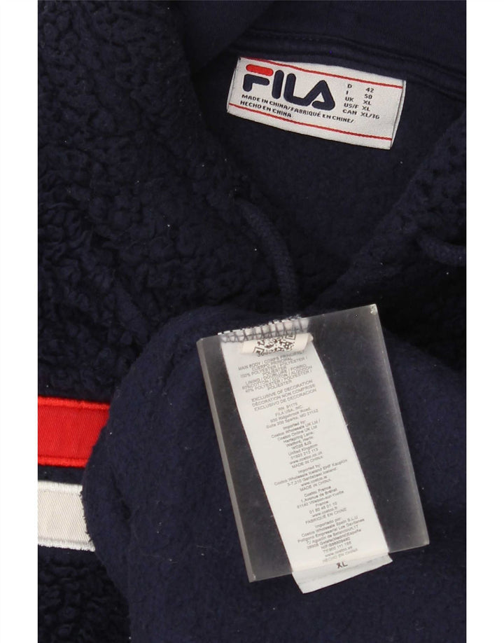 Maglione in pile con cappuccio grafico da uomo Fila XL poliestere blu navy