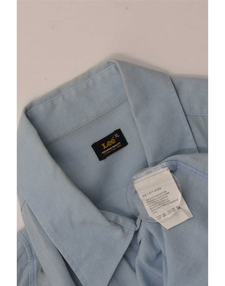 Camicia a maniche corte da uomo Lee XL in cotone blu