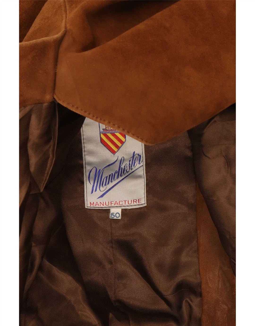 Giacca blazer vintage da uomo in pelle scamosciata a 3 bottoni IT 50 grande marrone
