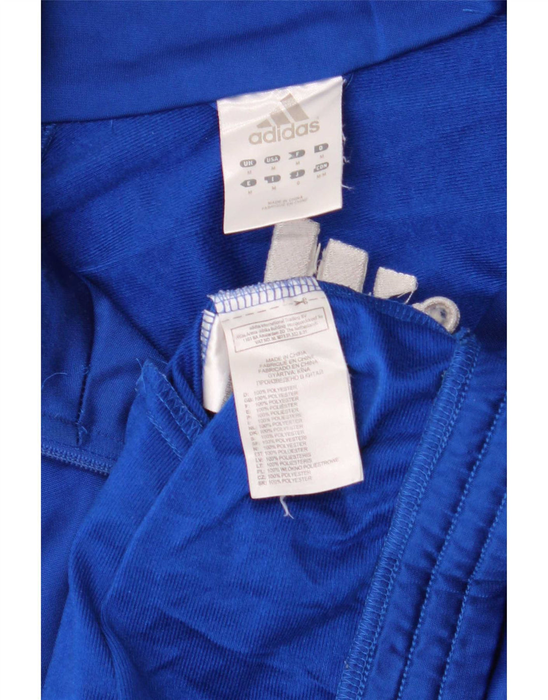 Giacca superiore della tuta da uomo Adidas in poliestere blu medio