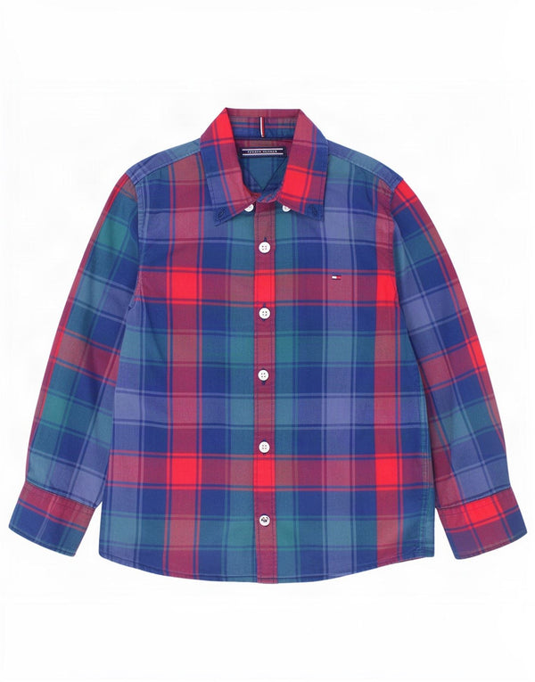 Camicia in flanella per ragazzi Tommy Hilfiger 3-4 anni in cotone scozzese blu