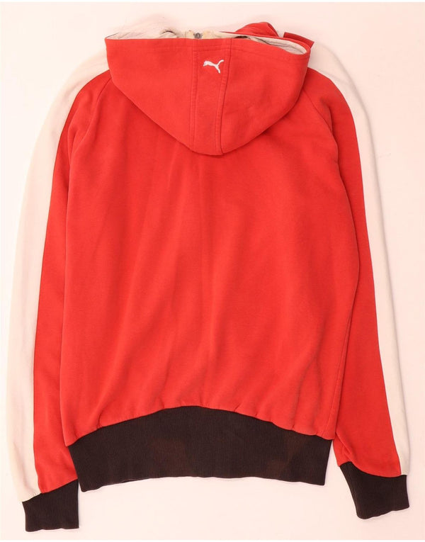 Felpa con cappuccio e zip da uomo Puma in cotone color block rosso medio