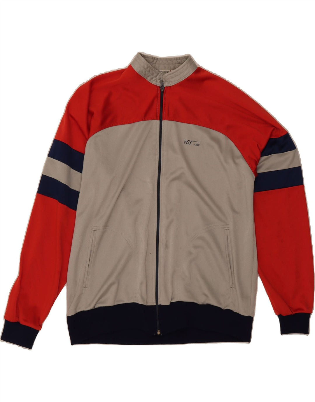 VINTAGE Mens Tracksuit Top Jacket Medium Grey Colourblock Polyester Vintage Vintage and Second-Hand Vintage from Messina Hembry 