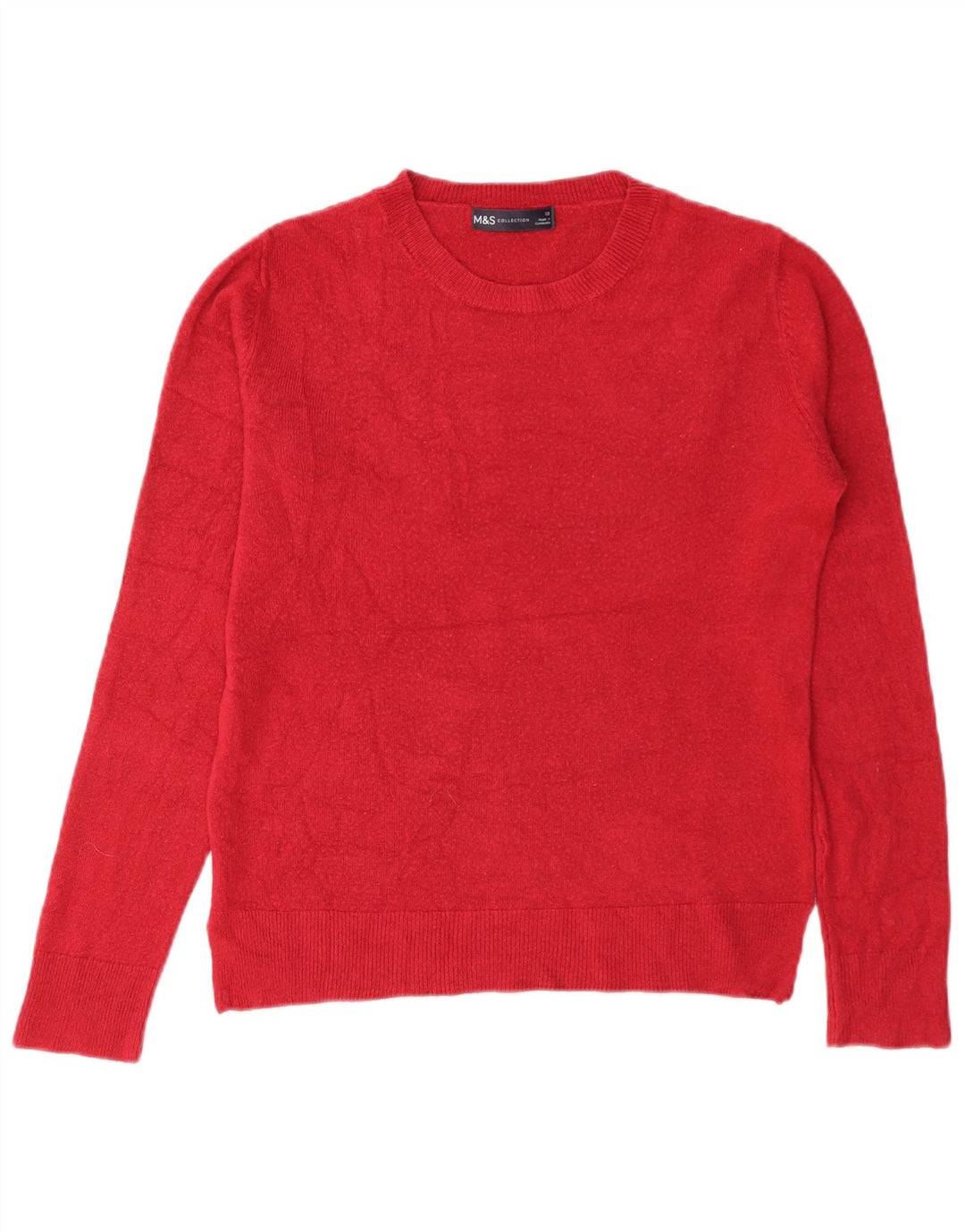 Maglione maglione girocollo da donna Marks & Spencer UK 10 piccolo acrilico rosso