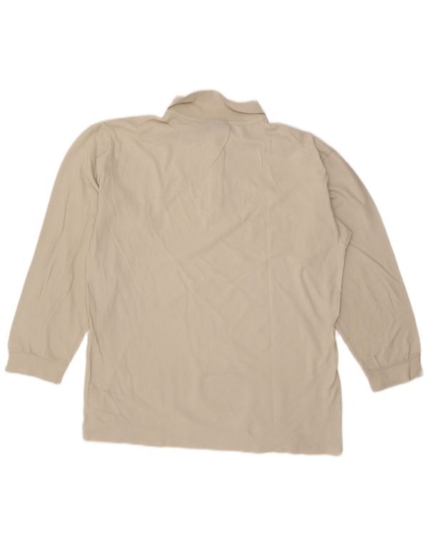 Trussardi Mens Long Sleeve Polo Shirt XL Beige Cotton