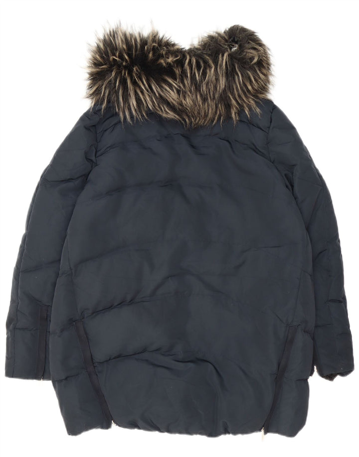 Giacca imbottita da donna Zara UK 14 poliestere blu navy medio